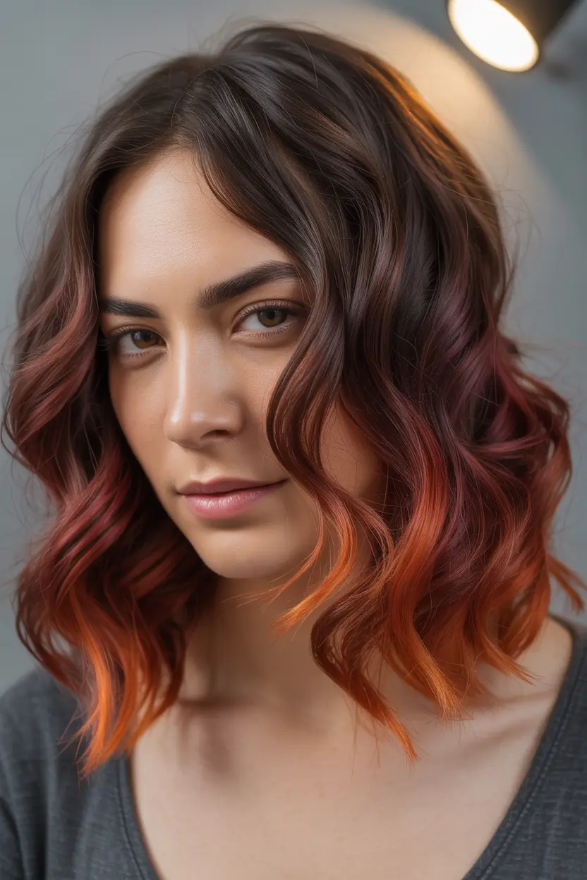 Balayage Hair Color for Winter 2025–2026 Fiery Orange Red