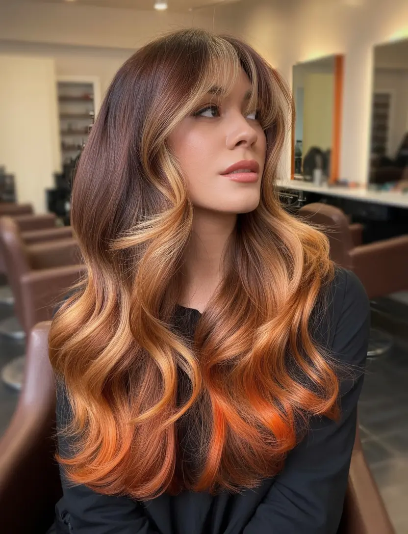 Balayage Hair Color for Winter 2025–2026 Golden Copper Layers