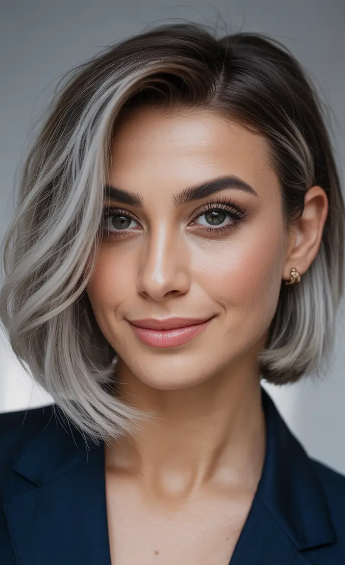Balayage Hair Color for Winter 2025–2026 Silver Balayage Bob