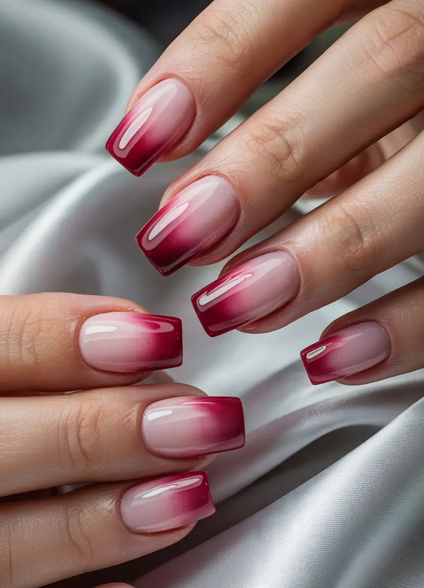 Best Classy Nail Colors Winter 2025–2026 Frosted Raspberry Ombre