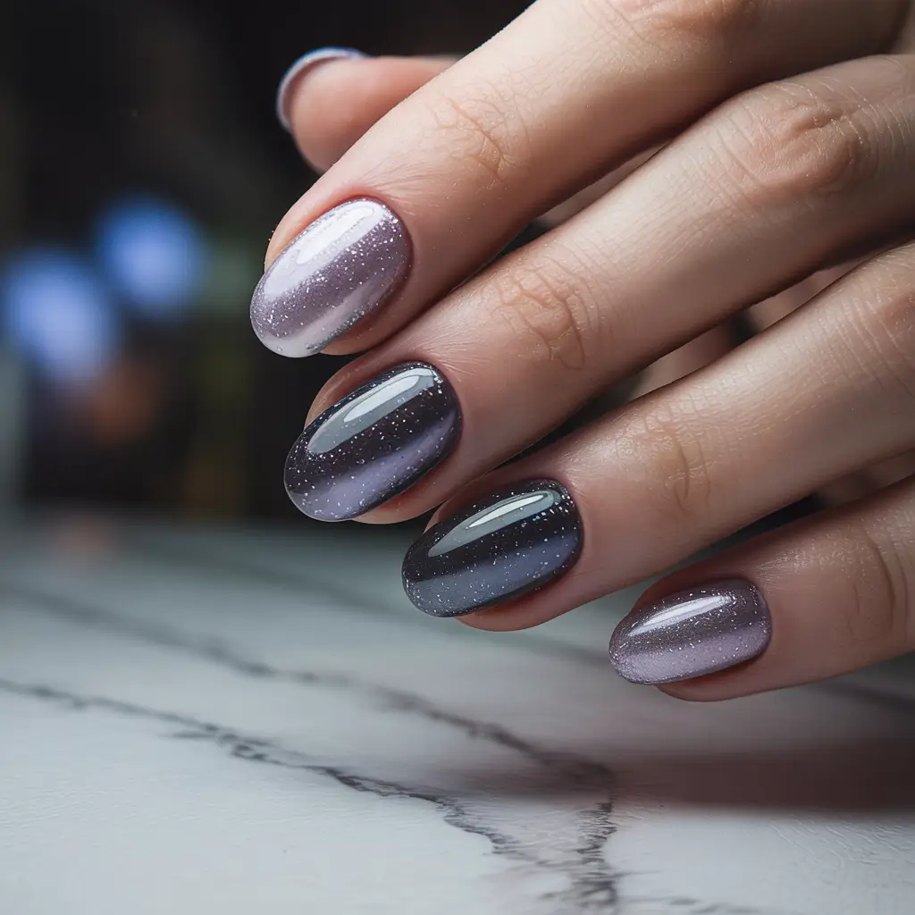 Best Classy Nail Colors Winter 2025–2026 Midnight Smoke Gradient