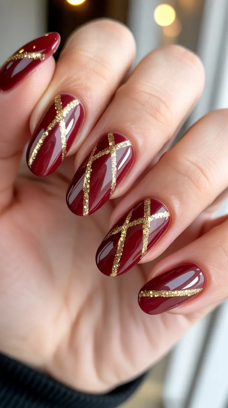 Best Classy Nail Colors Winter 2025–2026 Golden Lattice Red