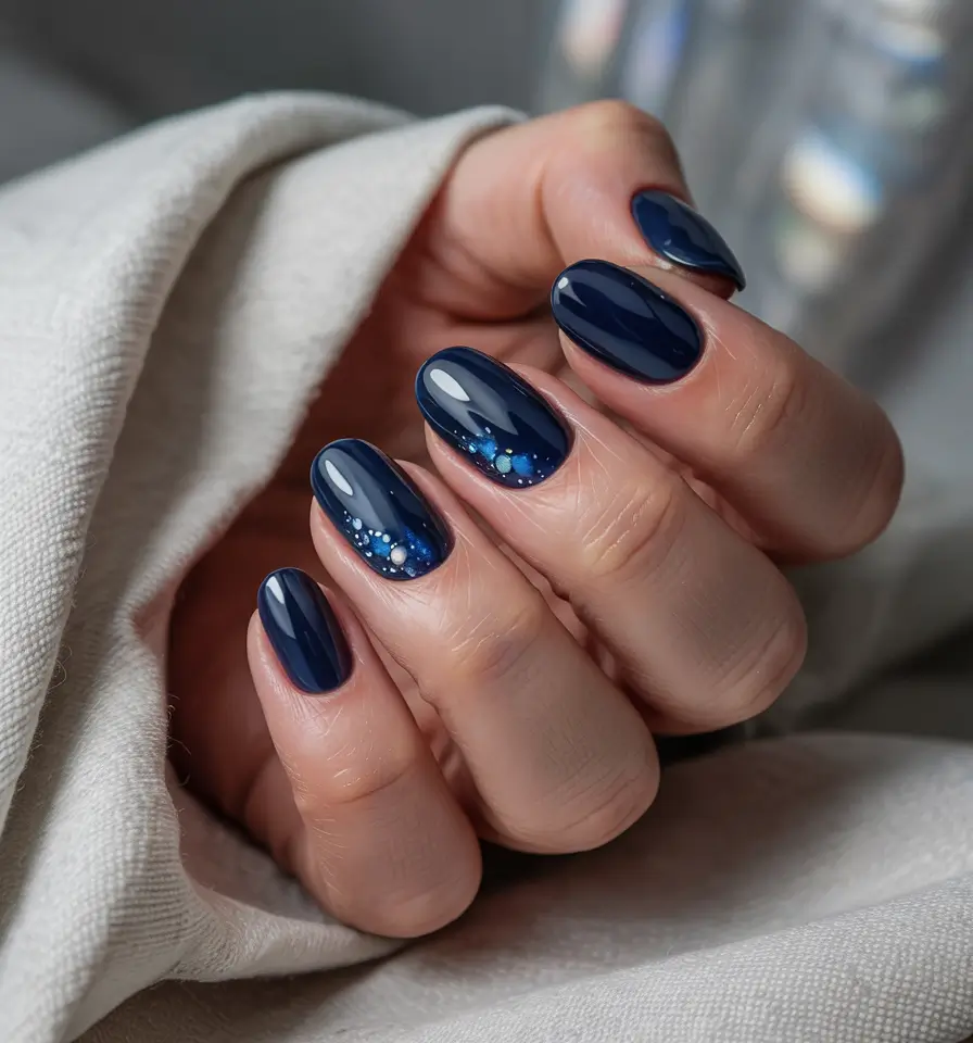 Best Classy Nail Colors Winter 2025–2026 Midnight Sky Sparkle