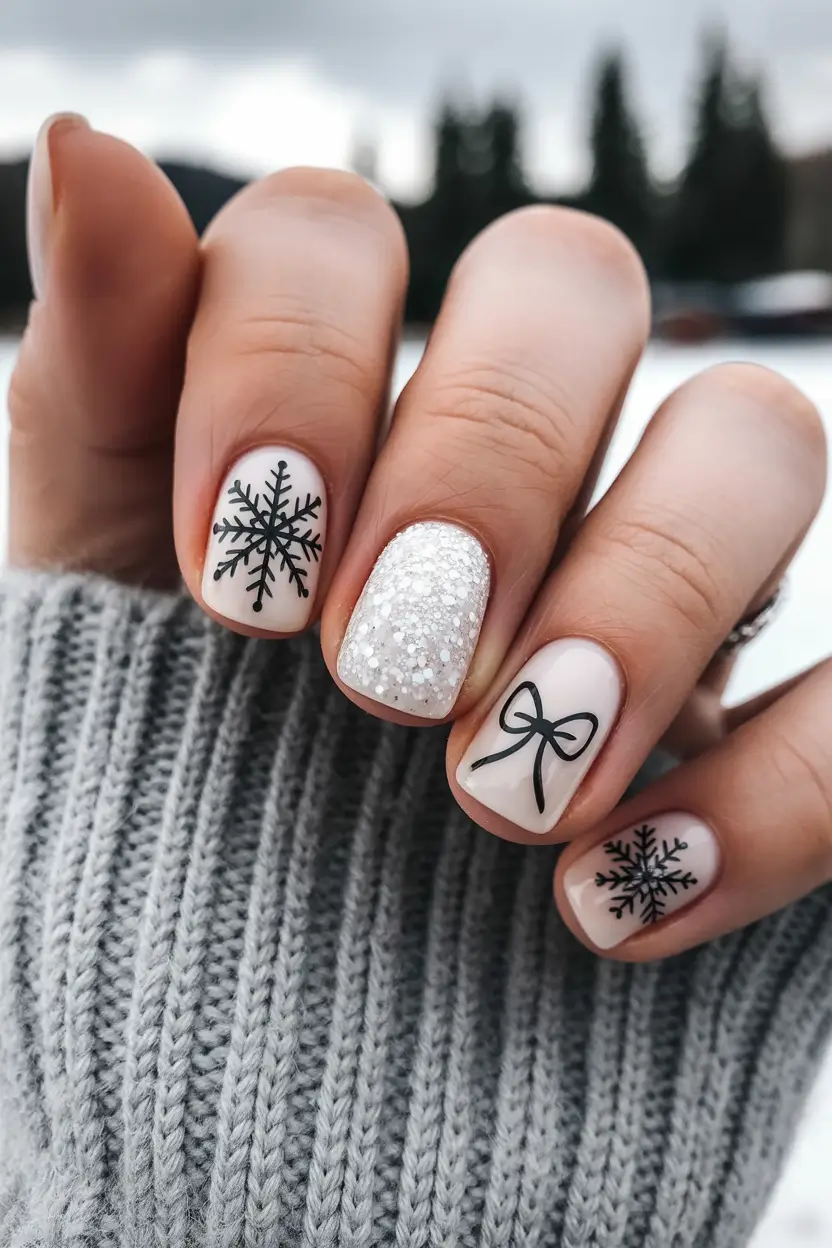 Best Classy Nail Colors Winter 2025–2026 Snowflake Chic