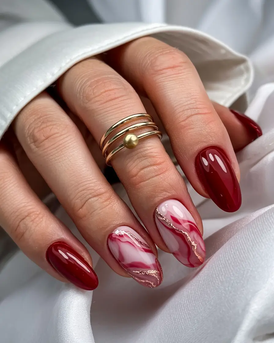 Best Classy Nail Colors Winter 2025–2026 Rosy Marble Elegance