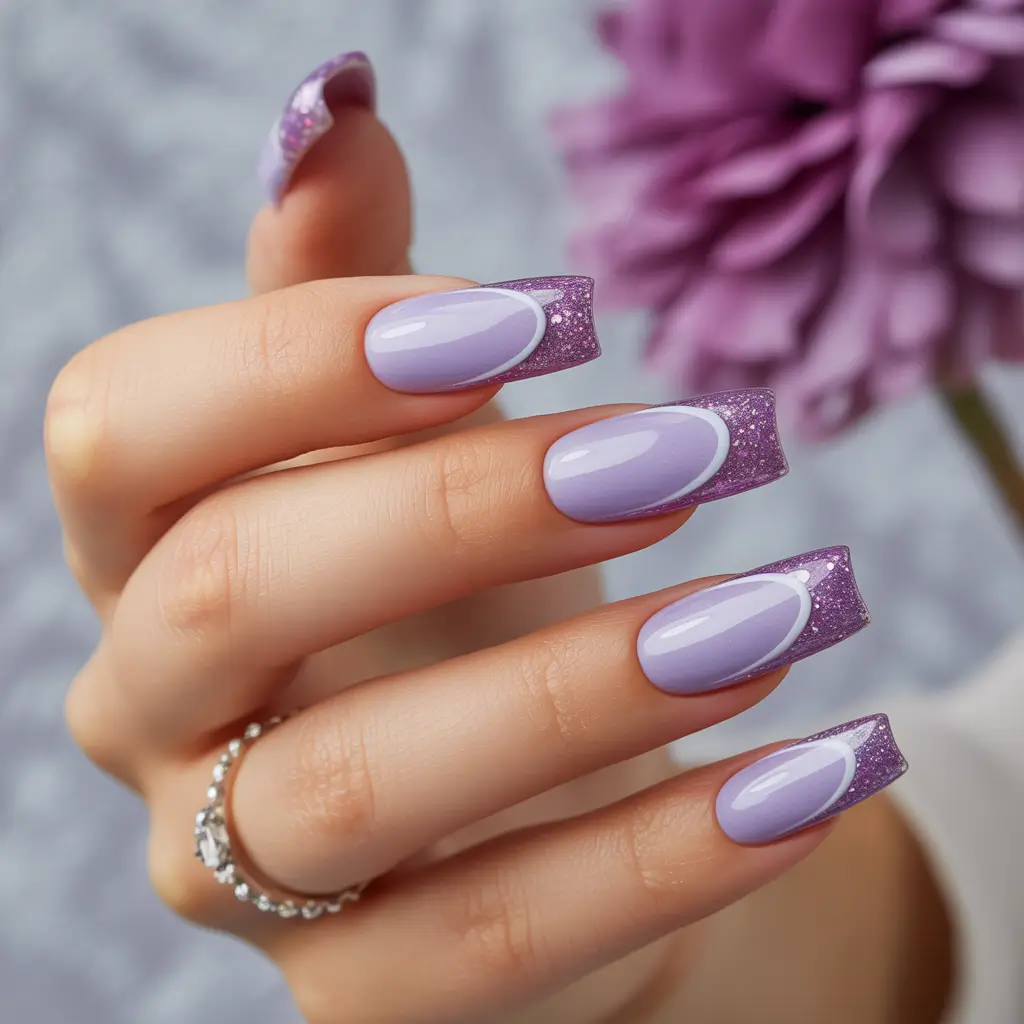 Best French Nails Design Winter 2025–2026 Frosted Lavender Dreams