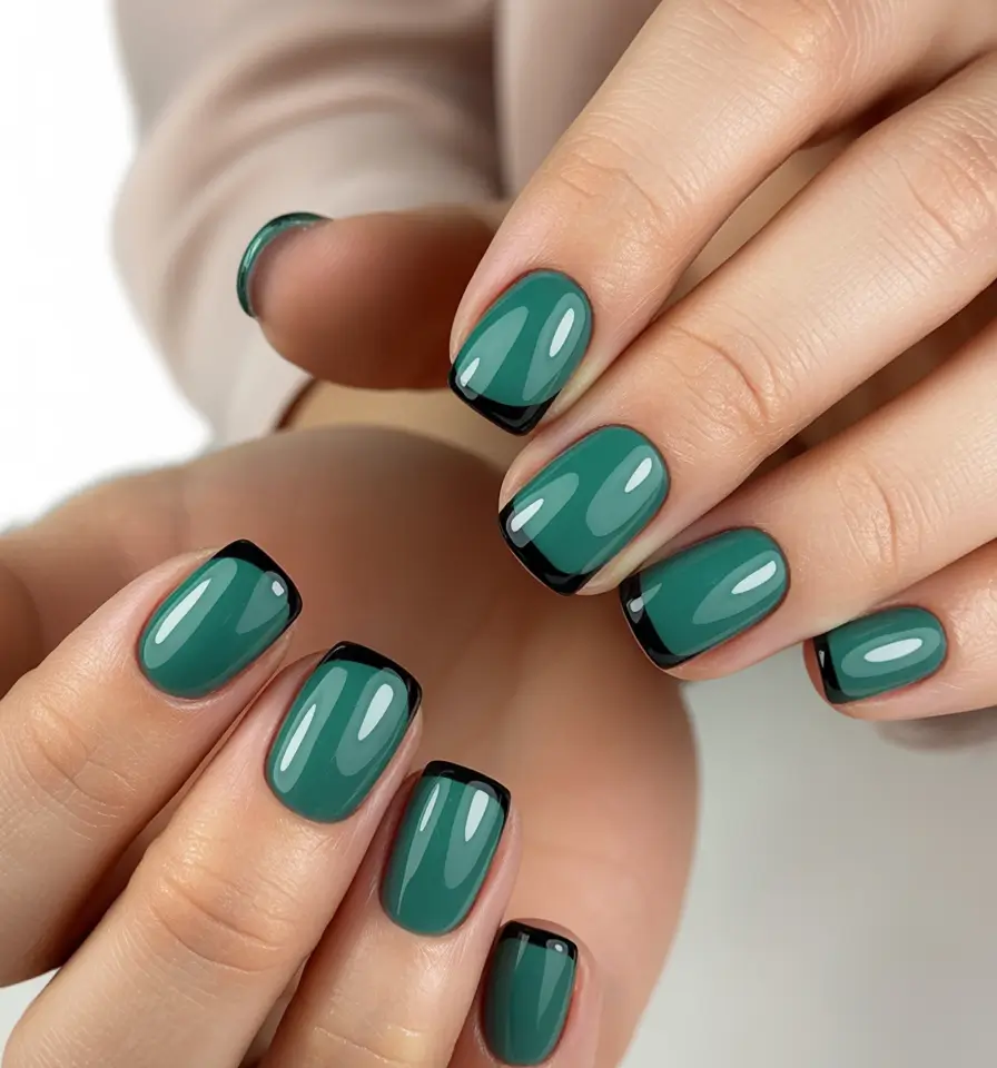 Best French Nails Design Winter 2025–2026 Evergreen Noir