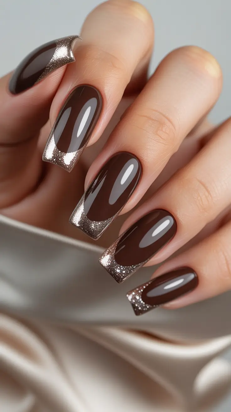 Best French Nails Design Winter 2025–2026 Golden Cocoa French