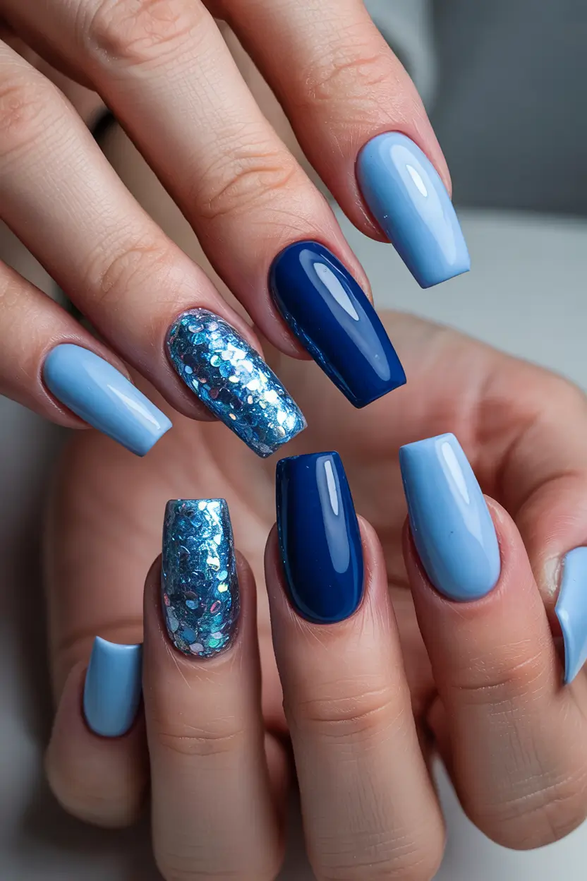 Blue Winter Nails 2025–2026 Frosty Sky Gradient Nails