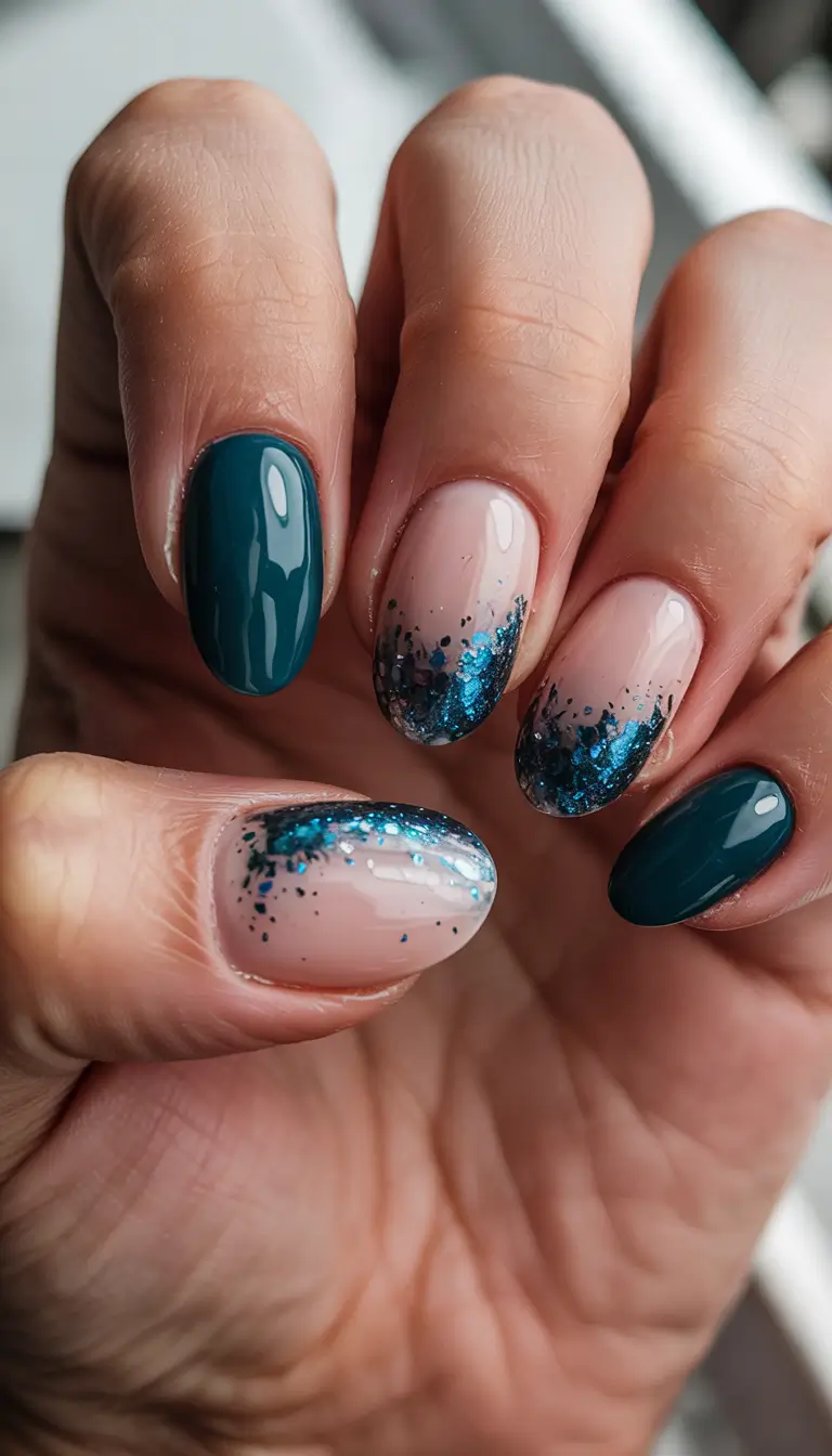 Blue Winter Nails 2025–2026 Arctic Emerald Fade