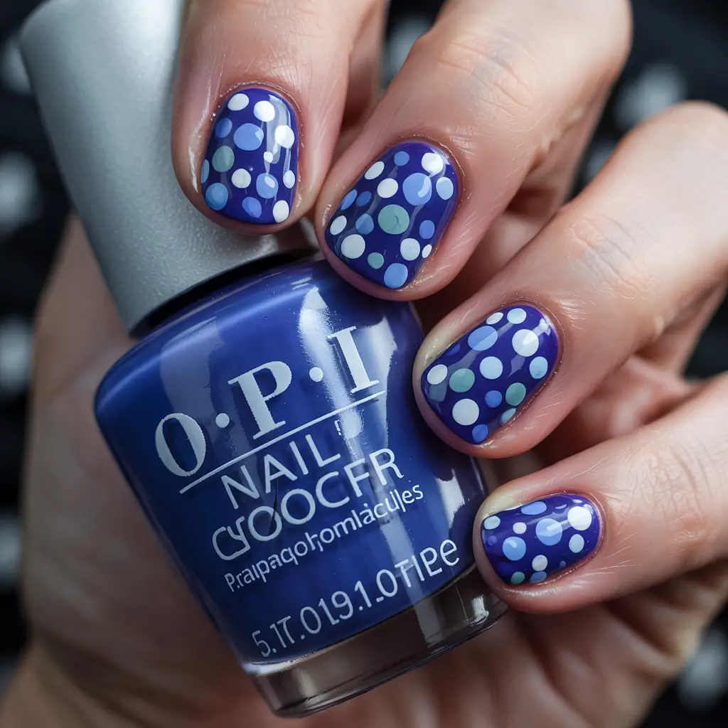 Blue Winter Nails 2025–2026 Blue Polka Chill