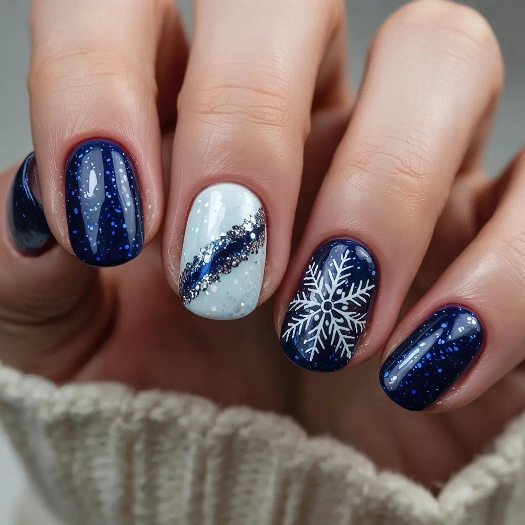 Blue Winter Nails 2025–2026 Snowstorm Spark