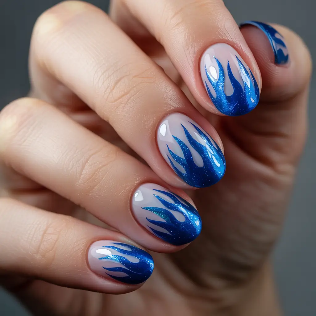 Blue Winter Nails 2025–2026 Blue Flame Frost