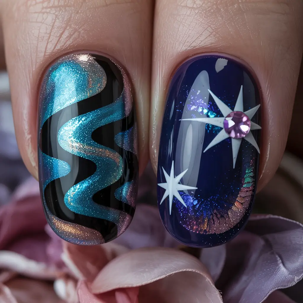 Blue Winter Nails 2025–2026 Galaxy Frost