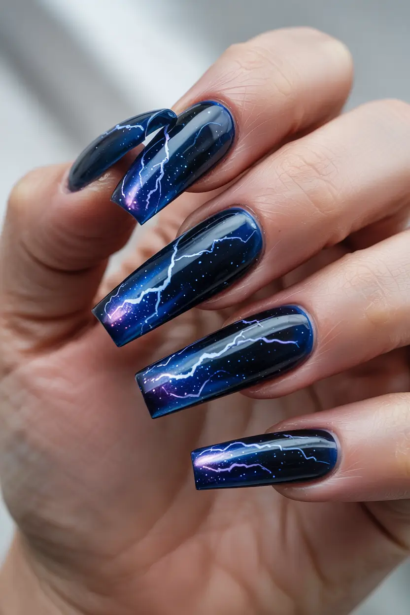 Blue Winter Nails 2025–2026 Electric Aurora Strike