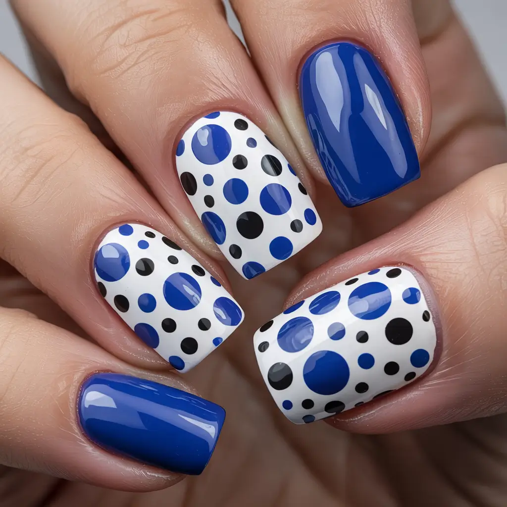 Blue Winter Nails 2025–2026 Royal Polka Pop