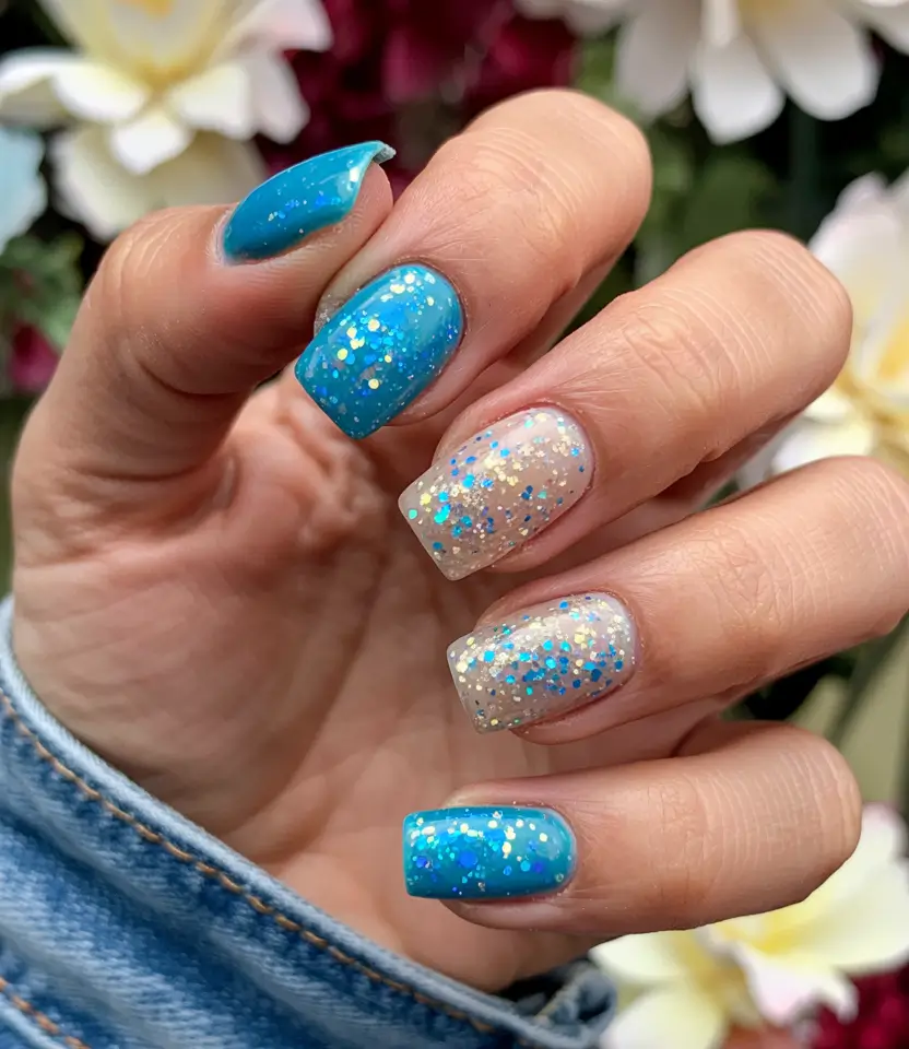 Blue Winter Nails 2025–2026 Snowlight Glitter Frost