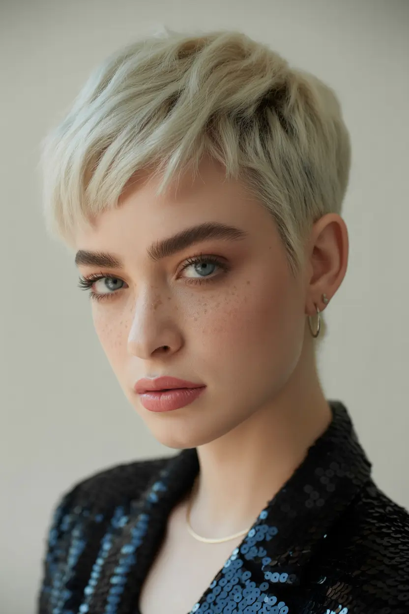 Chic Pixie Haircuts Winter 2025–2026 Inspiration Cool Blonde Micro Pixie