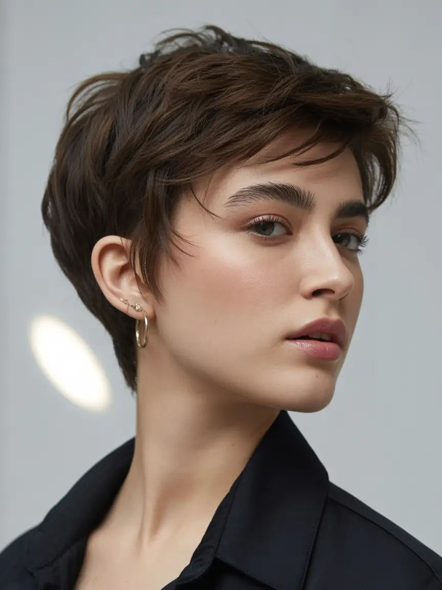 Chic Pixie Haircuts Winter 2025–2026 Inspiration Textured Espresso Pixie