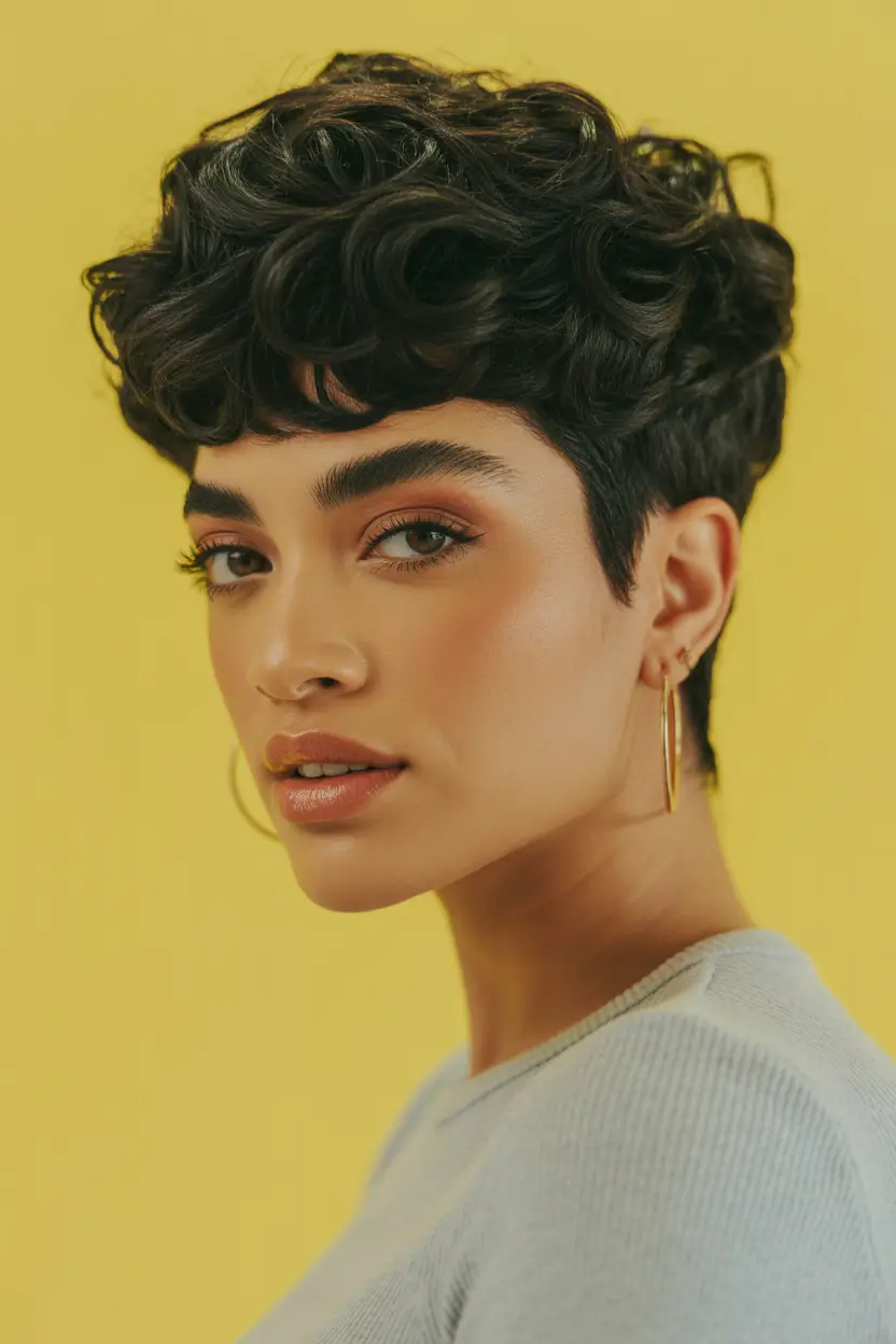 Chic Pixie Haircuts Winter 2025–2026 Inspiration Curly Pixie with Volume and Attitude