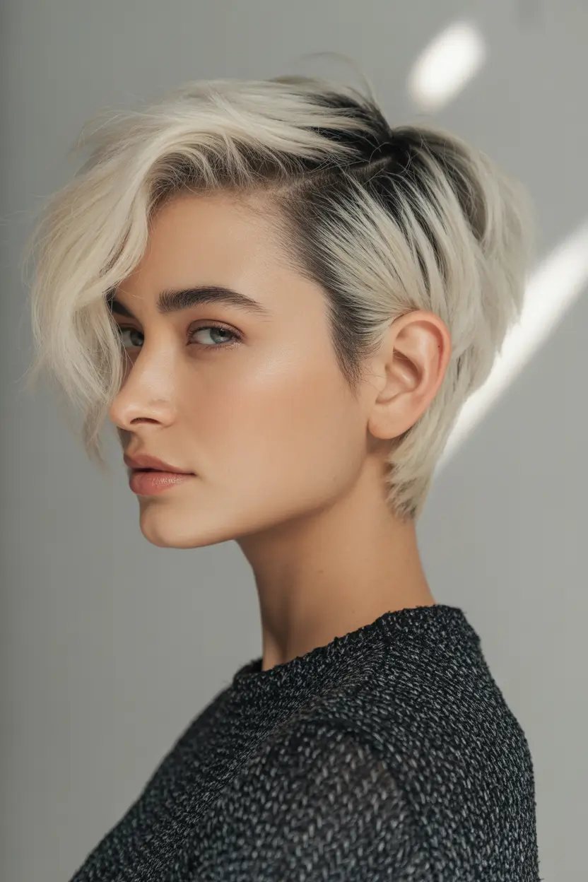 Chic Pixie Haircuts Winter 2025–2026 Inspiration Platinum Side-Swept Pixie