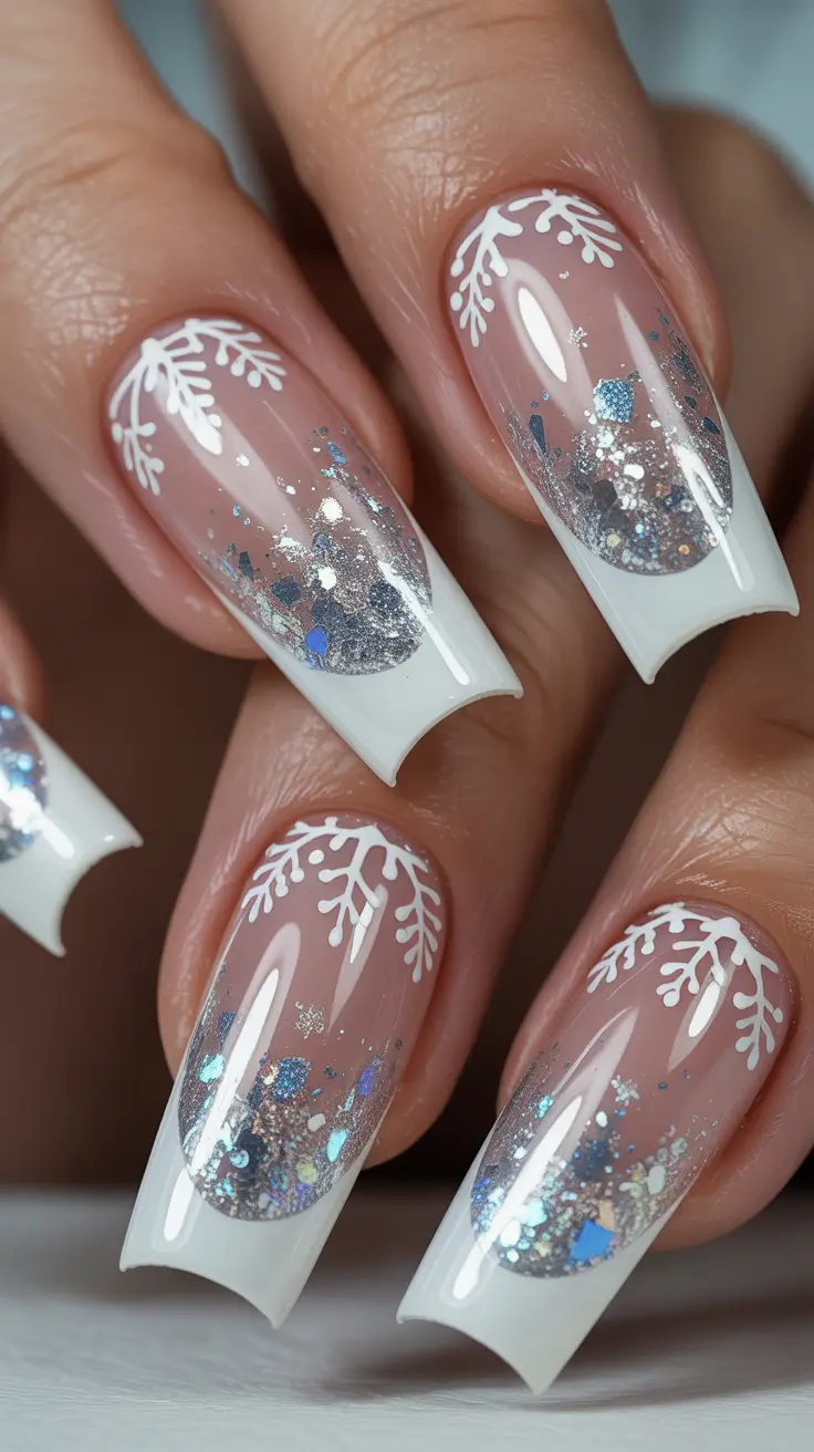 christmas-nails-acrylic-french-tip-silver