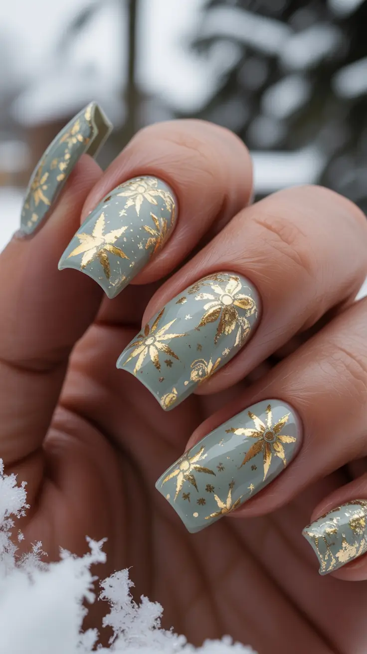 christmas-nails-acrylic-gold-stars