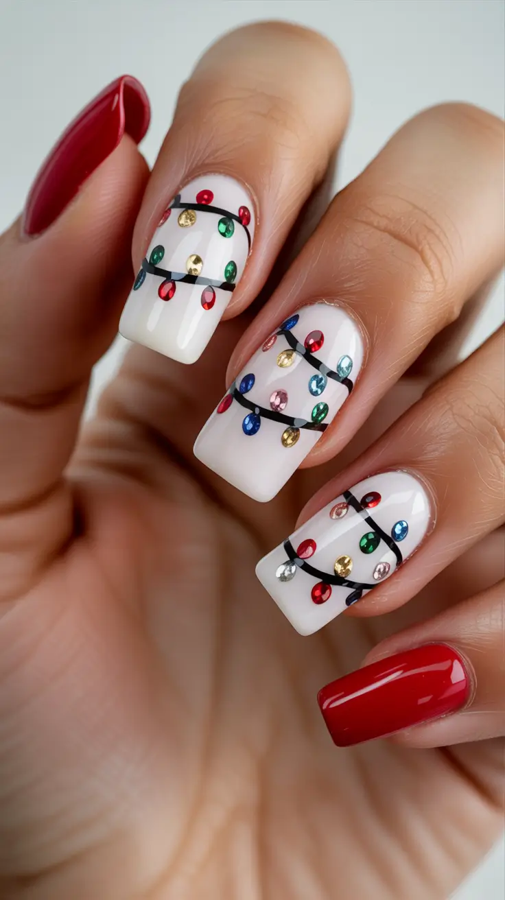 Christmas Nail Art 2025 Holiday Lights Glow