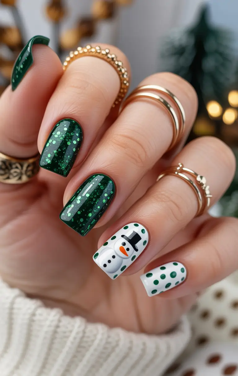 Christmas Nail Art 2025 Frosty Snowman Delight