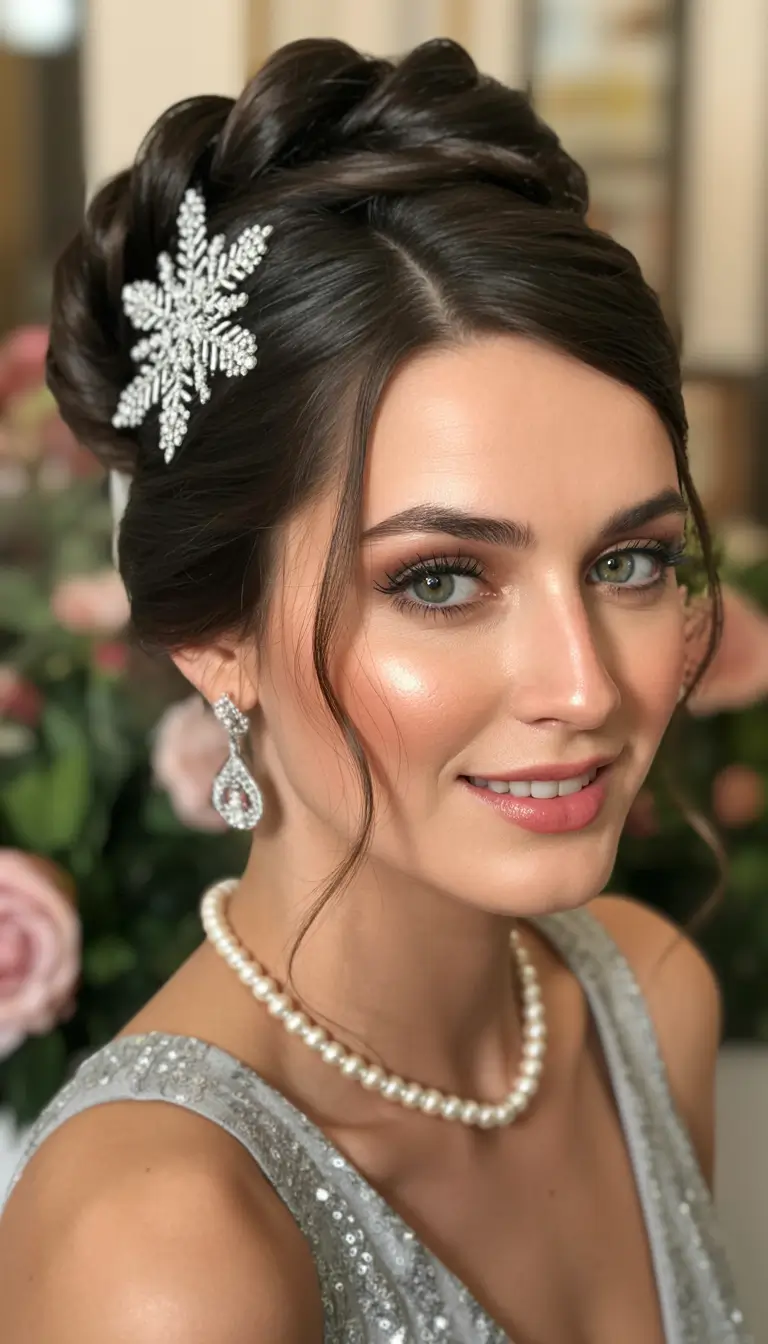 Christmas Party Hairstyles 2025 Snowflake Updo