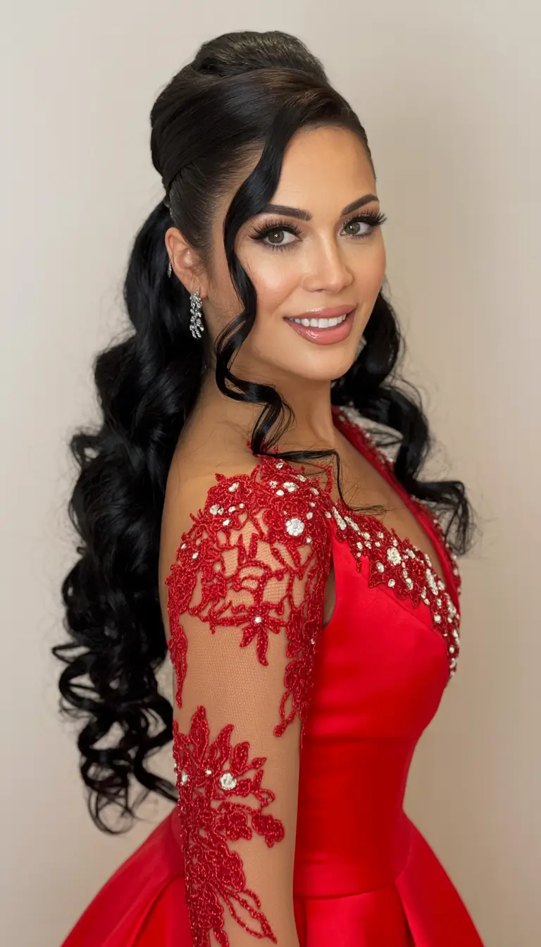 Christmas Party Hairstyles 2025 Voluminous Curls with Side Lift