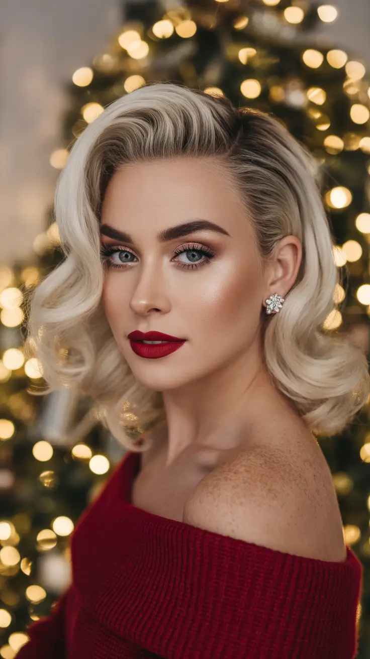 Christmas Party Hairstyles 2025 Old Hollywood Blonde Waves