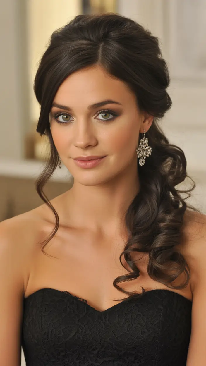 Christmas Party Hairstyles 2025 Side Swept Curls