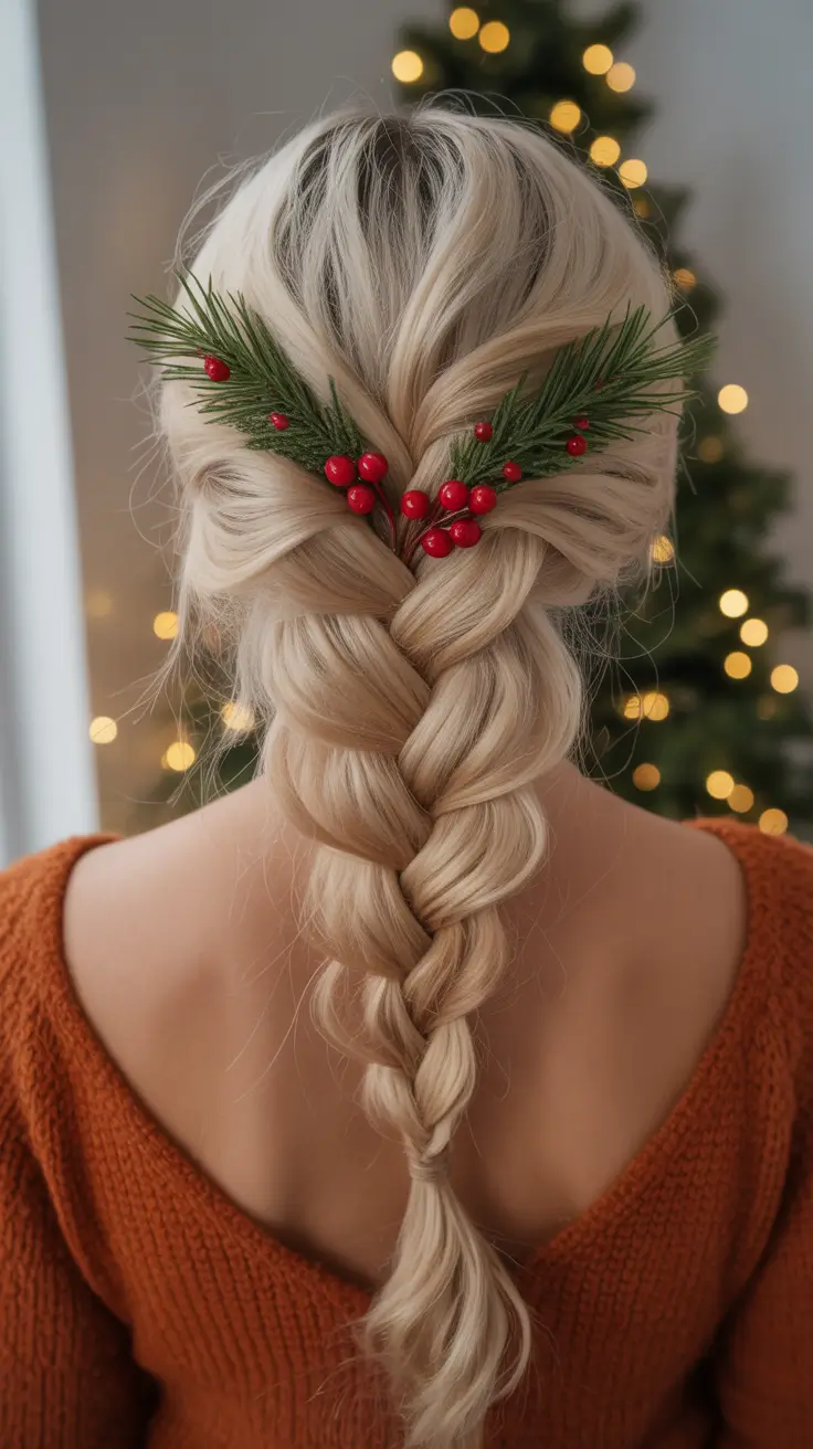 Christmas Party Hairstyles 2025 Long Braid Pine