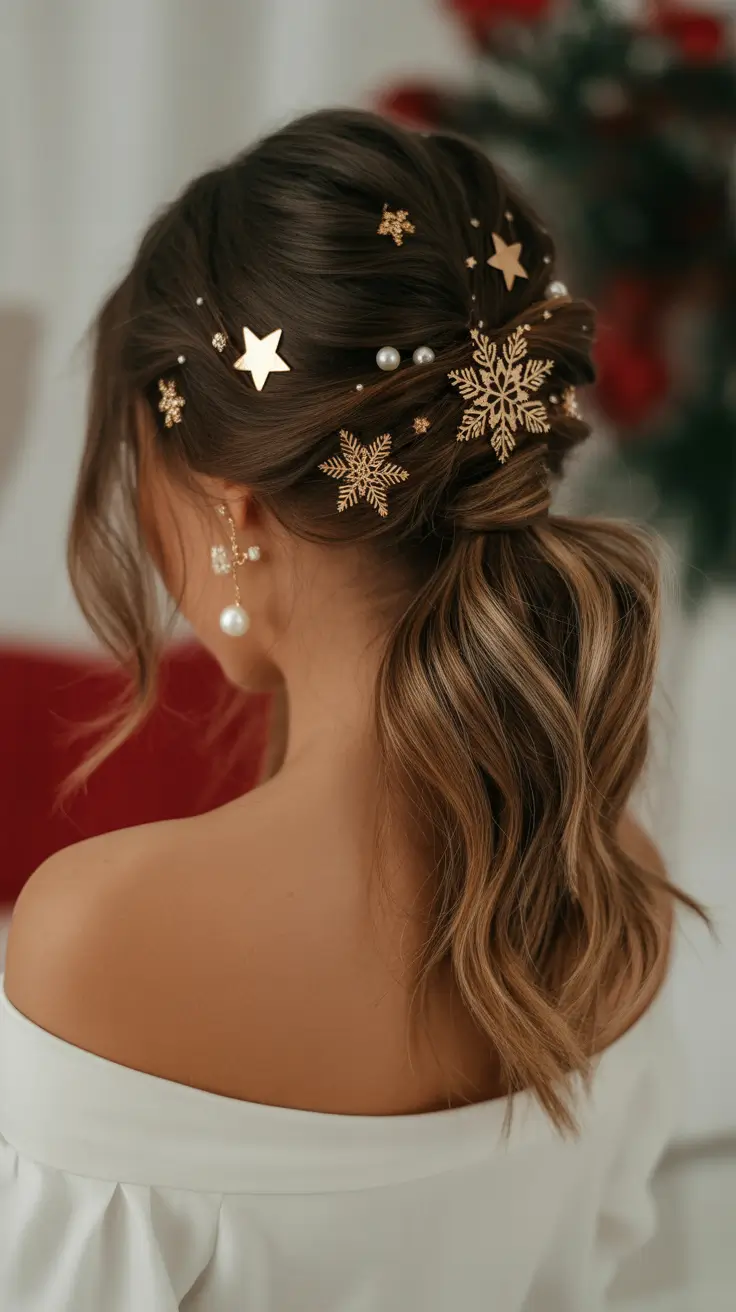 Christmas Party Hairstyles 2025 Golden Ponytail