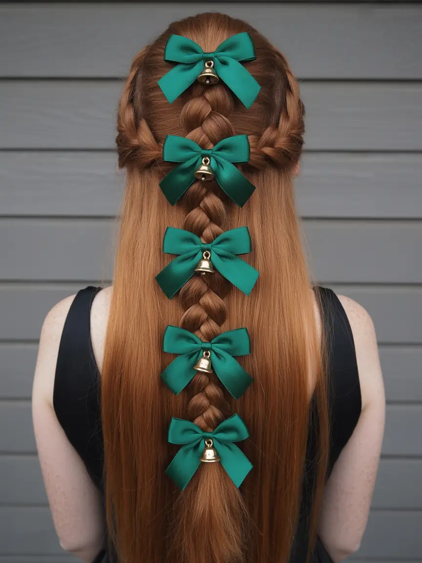 Christmas Party Hairstyles 2025 Braided Cascade Bows