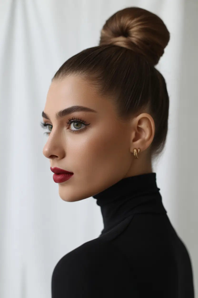 Cute Hairstyles for Winter 2025 2026 Classic Sleek High Bun