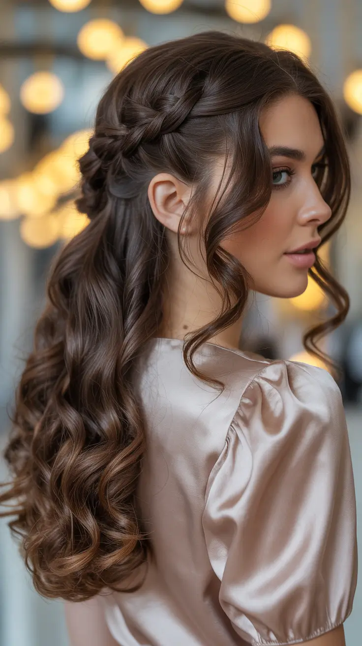 Cute Hairstyles for Winter 2025 2026 Romantic Half-Braided Waves