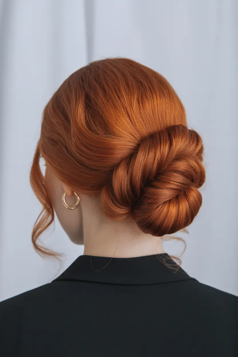 Cute Hairstyles for Winter 2025 2026 Copper Twisted Bun