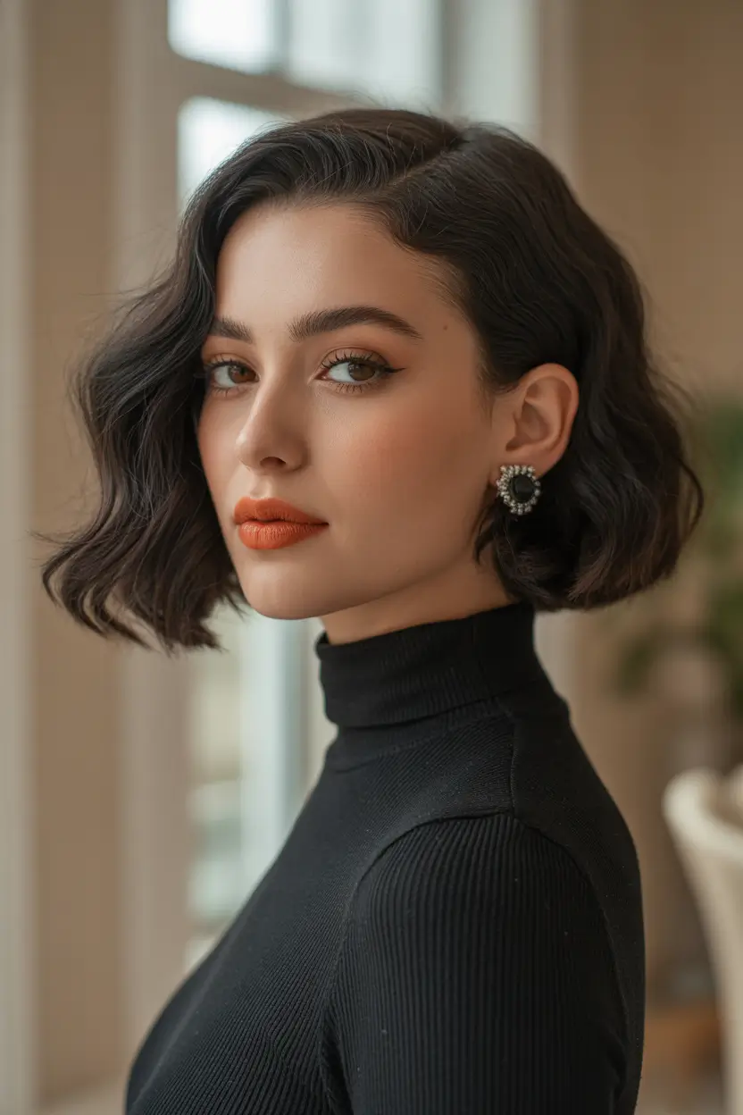 Cute Hairstyles for Winter 2025 2026 Glossy Short Waves