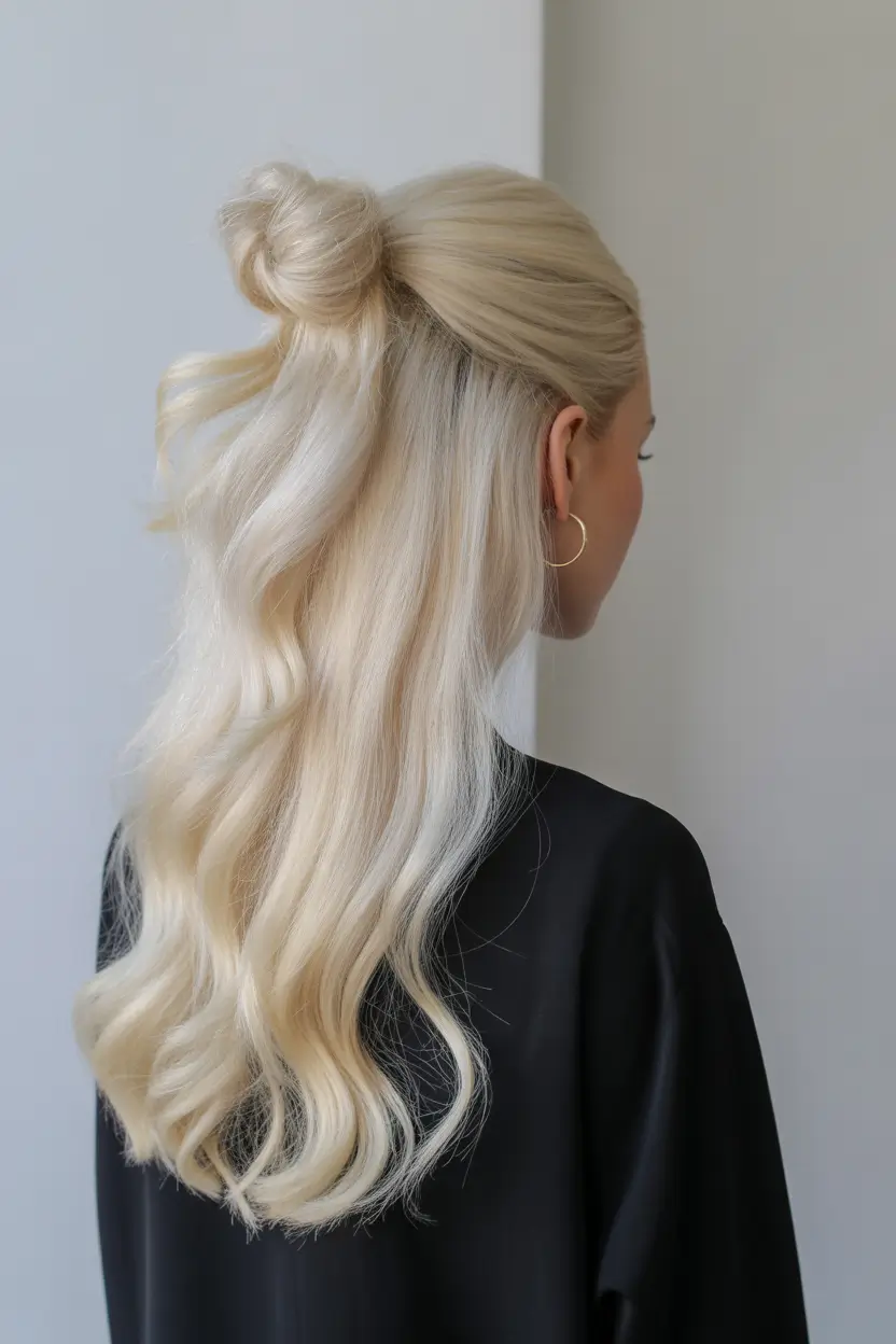 Cute Hairstyles for Winter 2025 2026 Soft Half-Bun Blonde Waves