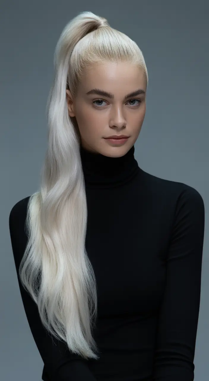 Cute Hairstyles for Winter 2025 2026 Long Icy Ponytail
