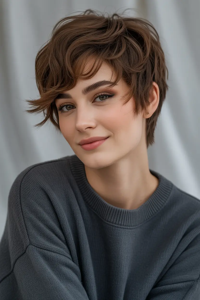 Cute Winter Haircuts 2025–2026 Textured Pixie with Tousled Layers