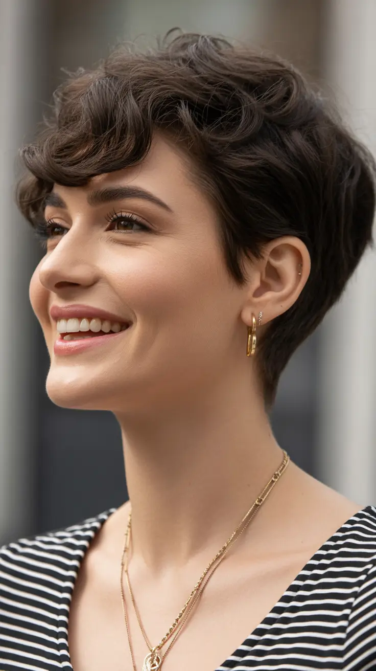 Cute Winter Haircuts 2025–2026 Short Wavy Pixie with Volume