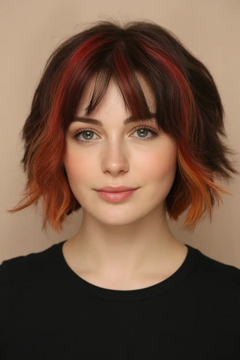 Cute Winter Haircuts 2025–2026 Short Layered Bob with Copper Accents