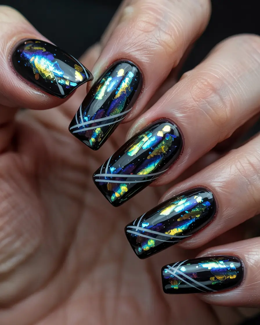 Everyday Cute Winter Nails 2025–2026 Galaxy Chrome with Foil Sparkle