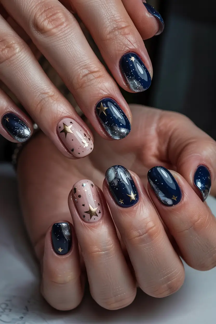 Everyday Cute Winter Nails 2025–2026 Starry Midnight Blue