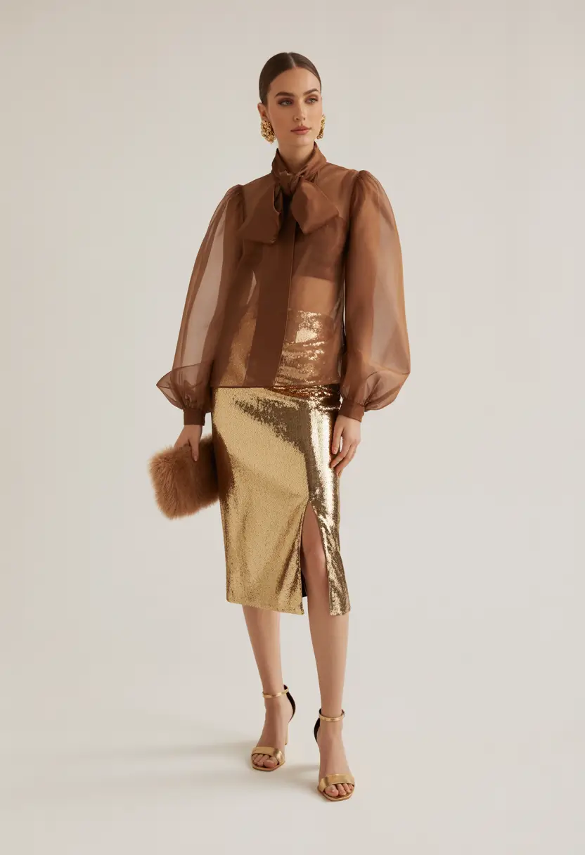 Fashion Christmas Party Outfit 2025 Golden Luxe Moment