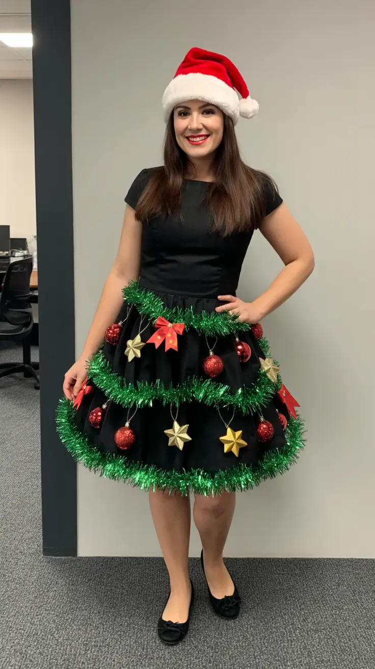 Fashion Christmas Party Outfit 2025 Playful Christmas Tree Chic