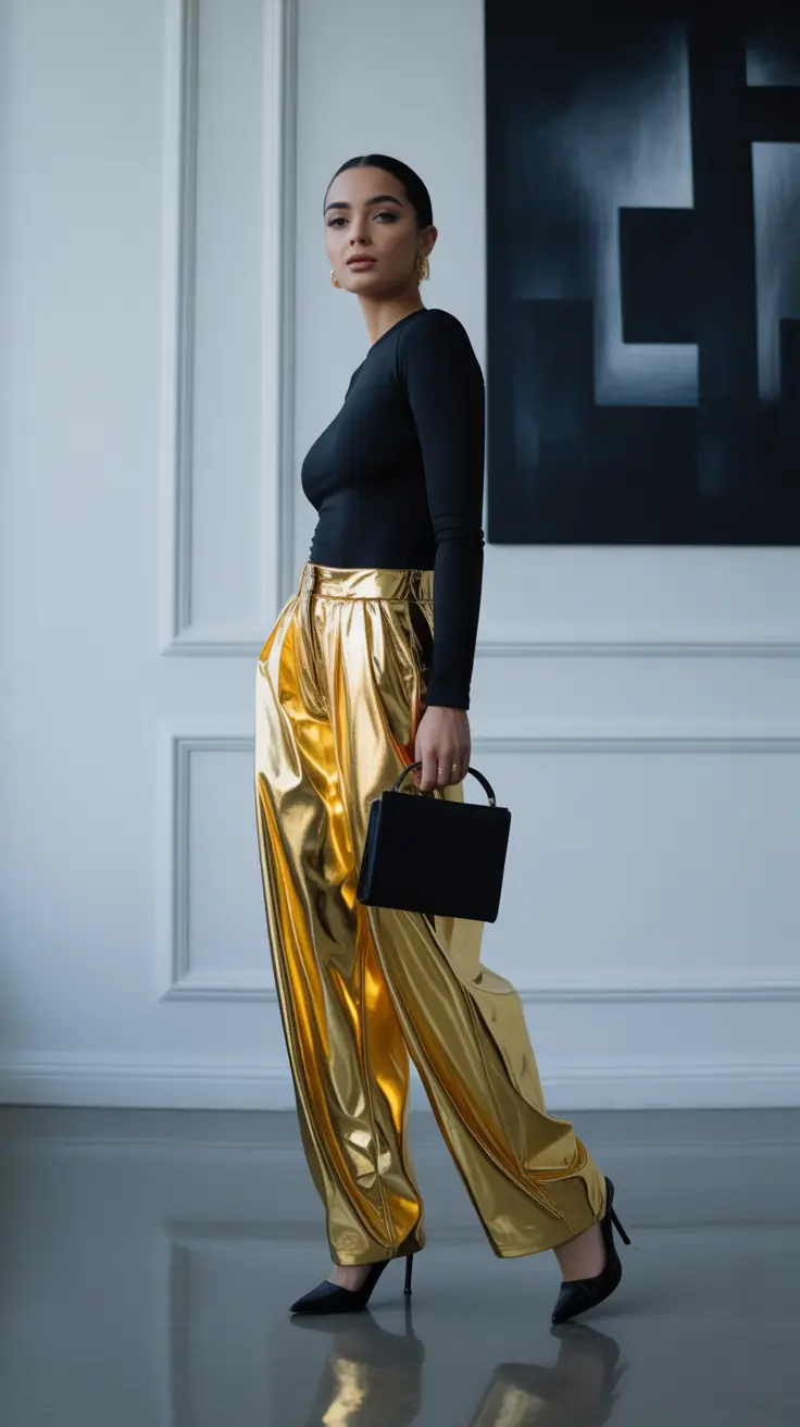 Fashion Christmas Party Outfit 2025 Metallic Muse